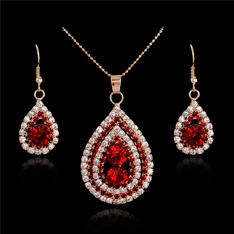 MISANANRYNE Red Waterdrop Austrian Crystal Necklace Earrings Set Women Gold Color Wedding Fashion Jewelry Sets
MISANANRYNE Red Waterdrop Austrian Crystal Necklace Earrings Set Women Gold Color Wedding Fashion Jewelry Sets