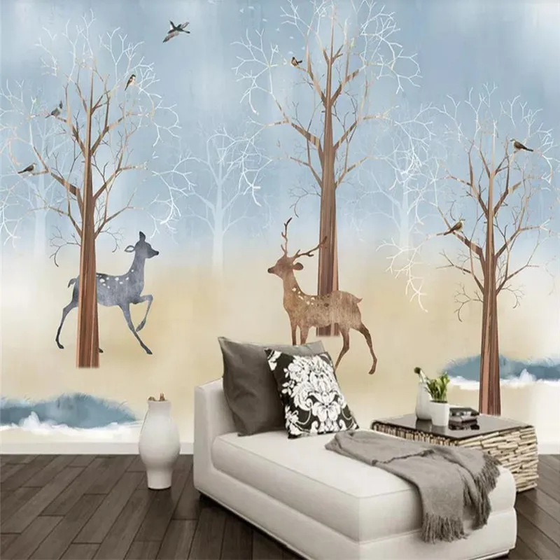Custom high-end wallpaper hand-painted sika deer background wall waterproof material
Custom high-end wallpaper hand-painted sika deer background wall waterproof material
