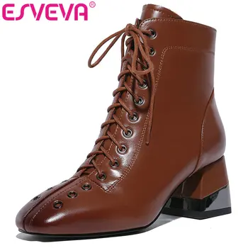 ESVEVA 2020 Square Med Heel Women Shoes Winter Ankle Boots Lace Up Motorcycle Fashion Platform Short Boots Size 34-43
ESVEVA 2020 Square Med Heel Women Shoes Winter Ankle Boots Lace Up Motorcycle Fashion Platform Short Boots Size 34-43