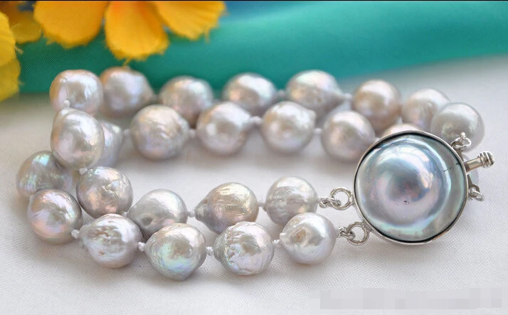 shippingz5875 8" 2row 12mm gray almost round Edison PEARL bracelet mabe clasp
shippingz5875 8" 2row 12mm gray almost round Edison PEARL bracelet mabe clasp