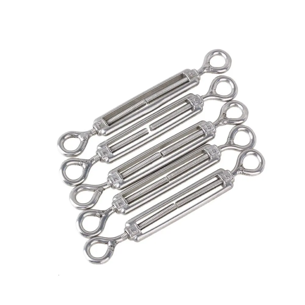 Silver 304 Stainless Steel European Style Eye to Eye M5 Turnbuckles Adjustable Wire Rope Tensioners Pack of 5
Silver 304 Stainless Steel European Style Eye to Eye M5 Turnbuckles Adjustable Wire Rope Tensioners Pack of 5