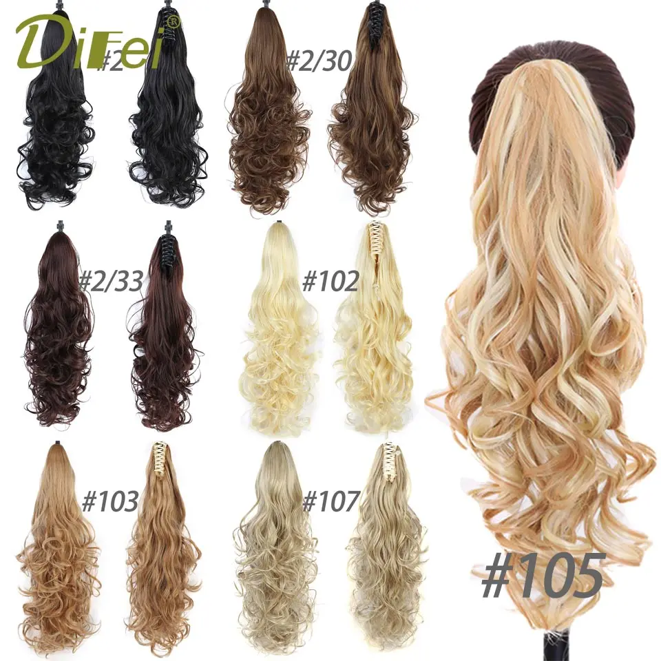 DIFEI Synthetic Women Claw on Ponytail Clip in Hair Extensions Curly Style Pony Tail Hairpiece Black Brown Blonde Hairstyles 5