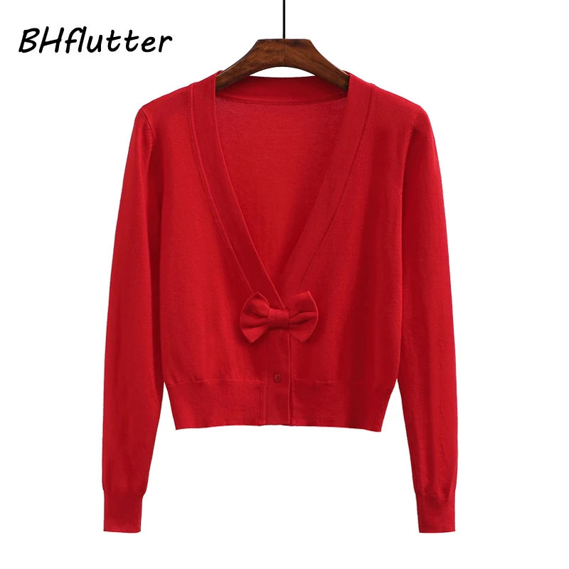 BHflutter Women Cardigan 2019 Long Sleeve V neck Knitted Sweaters Cute Bow Preppy Style Autumn Winter Sweaters and Tops Crochet
BHflutter Women Cardigan 2019 Long Sleeve V neck Knitted Sweaters Cute Bow Preppy Style Autumn Winter Sweaters and Tops Crochet
