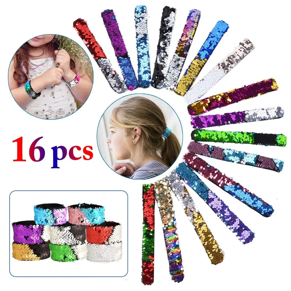 Haimeikang Shiny Sequin Hair Rope Hairband for Girls DIY Slap Bracelets Two-Color Reversible Sequins Flip Hair Bands Ponytail
Haimeikang Shiny Sequin Hair Rope Hairband for Girls DIY Slap Bracelets Two-Color Reversible Sequins Flip Hair Bands Ponytail