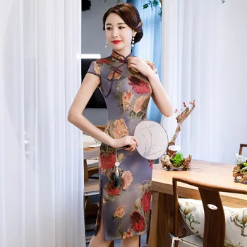Big Size 3XL Vestidso Vintage Lady Chinese Cheongsam Satin Short Sexy Women Evening Party Dresses Print Flower Elegant Qipao
Big Size 3XL Vestidso Vintage Lady Chinese Cheongsam Satin Short Sexy Women Evening Party Dresses Print Flower Elegant Qipao