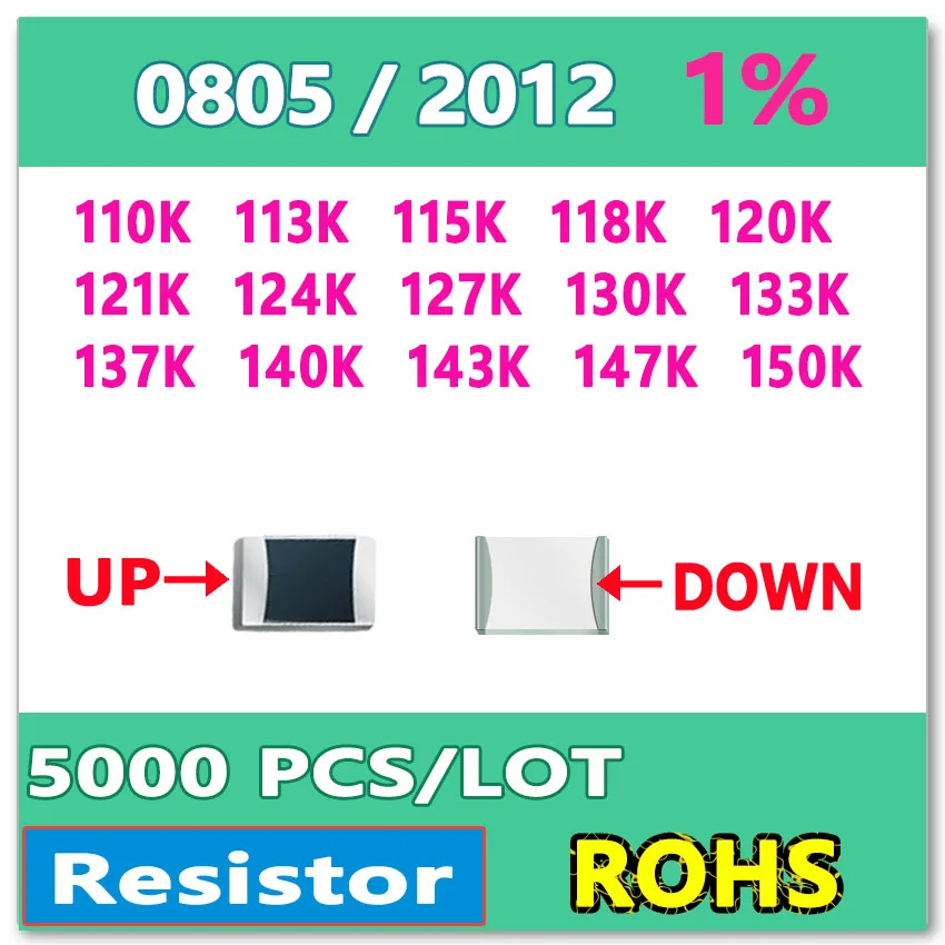 JASNPROSMA OHM 0805 F 1% 5000pcs 110K 113K 115K 118K 120K 121K 124K 127K 130K 133K 137K 140K 143K 147K 150K smd 2012 Resistor
JASNPROSMA OHM 0805 F 1% 5000pcs 110K 113K 115K 118K 120K 121K 124K 127K 130K 133K 137K 140K 143K 147K 150K smd 2012 Resistor