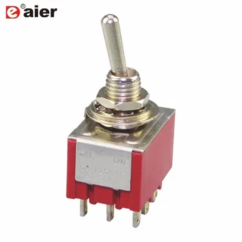 

5Pcs High Quality Miniature Toggle Switch MTS-302 3PDT 2 Position 9 Terminal ON-ON Red Switches 3 Pole 6A Amps 125VAC 3A 250VAC