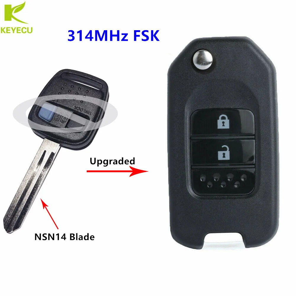 KEYECU Replacement Flip Upgraded Remote Key 314MHz FSK for Nissan Qashqai Elgrand X-TRAIL NAVARA MICRA 2Button
KEYECU Replacement Flip Upgraded Remote Key 314MHz FSK for Nissan Qashqai Elgrand X-TRAIL NAVARA MICRA 2Button