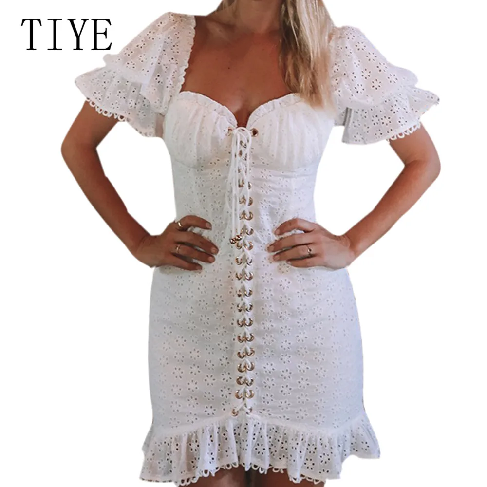 TIYE Sexy Chest Straps Slim White Snow Princess Dress Women V-neck Bodycon Bandage Mini Dress Summer Elegant Princess Wear
TIYE Sexy Chest Straps Slim White Snow Princess Dress Women V-neck Bodycon Bandage Mini Dress Summer Elegant Princess Wear
