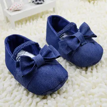 Tollder Baby Shoes Solid Bowknot Crib Elastic Soft Sole Prewalkers First Walker for girl
