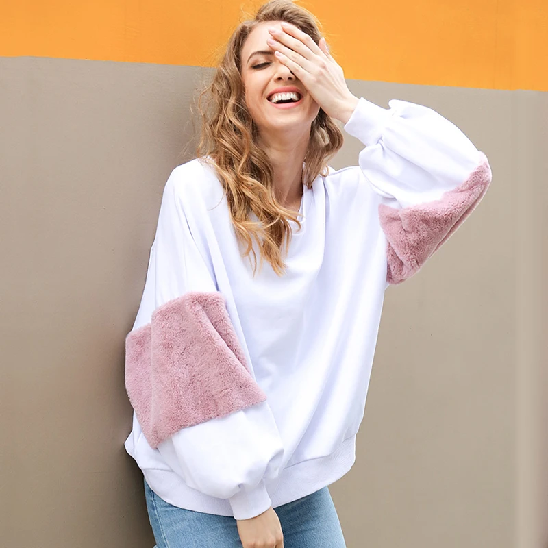 Plus Size Loose Harajuku Women T Shirt White O Neck Rabbit Hair Long Dolman Sleeve Top 2019 Korean fashion girl oversized tee 
Plus Size Loose Harajuku Women T Shirt White O Neck Rabbit Hair Long Dolman Sleeve Top 2019 Korean fashion girl oversized tee