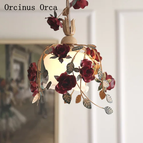 American Pastoral Rose Chandelier Restaurant Balcony Korean Creative Red Flower and Grass Glass Chandelier free shipping
American Pastoral Rose Chandelier Restaurant Balcony Korean Creative Red Flower and Grass Glass Chandelier free shipping
