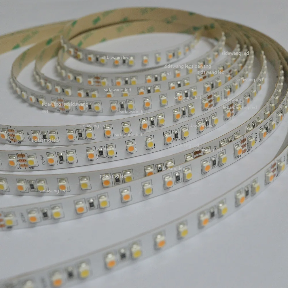 Двухцветная светодиодная лента CRI>95 + Ra SMD3528 CCT регулируемая и цветовая