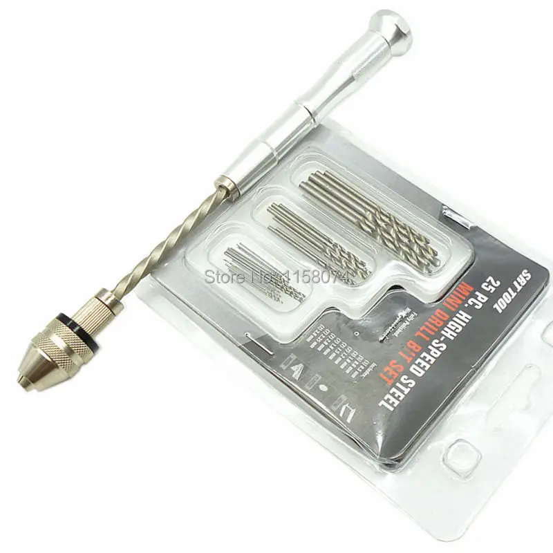 25pc Mini HSS Twist Micro-Drill Bits Set 0.5mm-3mm + Semi-Automatic Jewelers Hand Drill Keyless Chuck Clamping Range 0.3-3.2mm
25pc Mini HSS Twist Micro-Drill Bits Set 0.5mm-3mm + Semi-Automatic Jewelers Hand Drill Keyless Chuck Clamping Range 0.3-3.2mm