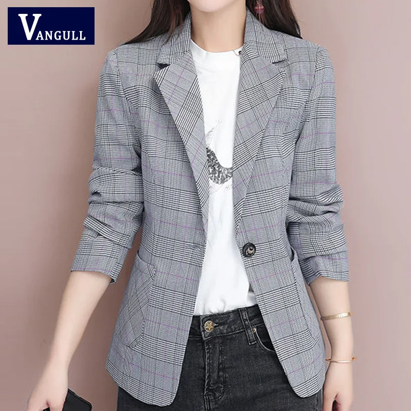 VANGULL Plaid Blazers Women Casual Short Blazers 2019 Autumn New Female Spring Korean Long Sleeve Single Breasted Slim Suit
VANGULL Plaid Blazers Women Casual Short Blazers 2019 Autumn New Female Spring Korean Long Sleeve Single Breasted Slim Suit