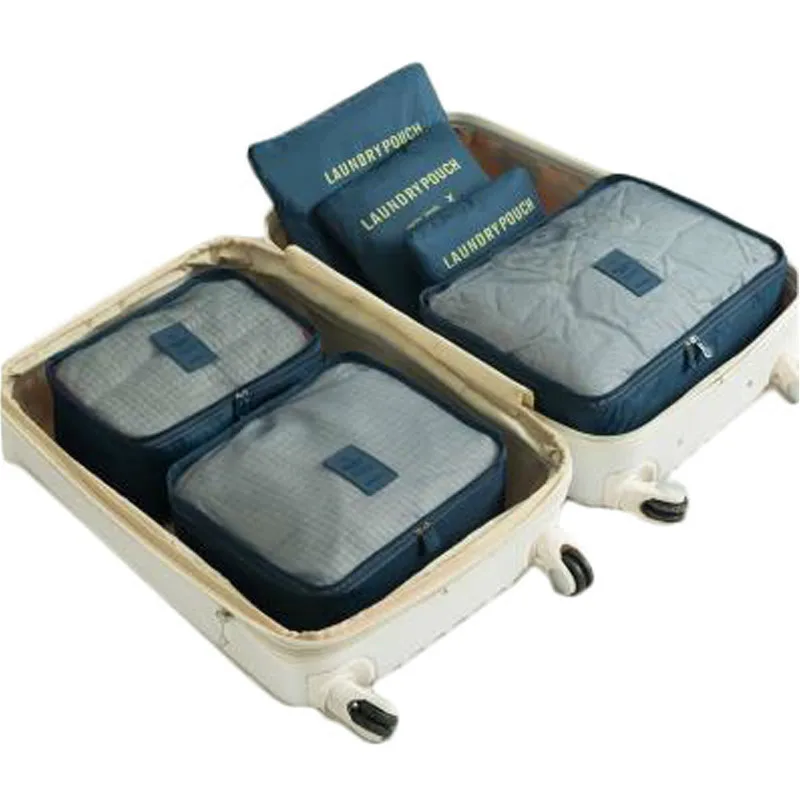 6pcs/set Fashion Double Zipper Waterproof Polyester Packing Cubes Men And Women Luggage Travel Bags Duffle Bag | Багаж и сумки