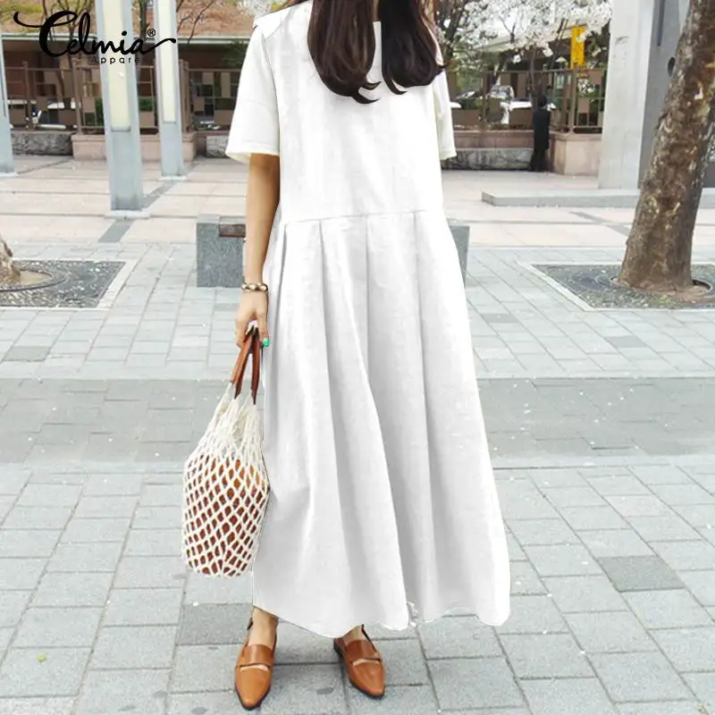 Plus Size Sundress Celmia Women Vintage Maxi Long Dress 2019 Summer Sleeveless Casual Solid Loose Pleated Party Vestidos Robe
Plus Size Sundress Celmia Women Vintage Maxi Long Dress 2019 Summer Sleeveless Casual Solid Loose Pleated Party Vestidos Robe