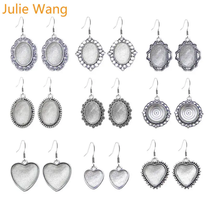 Julie Wang Alloy Drop Earring Wire Hook Dangle Blank Heart Oval Round Cabochon Setting Tray With Clear Glass Fashion Jewelry
Julie Wang Alloy Drop Earring Wire Hook Dangle Blank Heart Oval Round Cabochon Setting Tray With Clear Glass Fashion Jewelry
