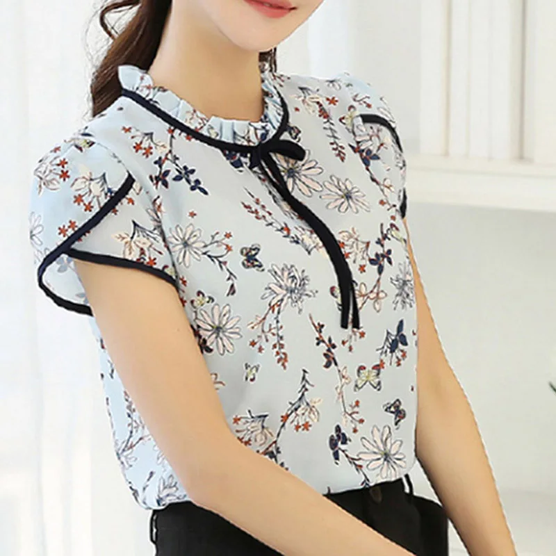 Summer Floral Print Chiffon Blouse Short Sleeve Petal Shirts Ruffled Collar Bow Neck Shirt Women Tops Plus Size Blusas Femininas
Summer Floral Print Chiffon Blouse Short Sleeve Petal Shirts Ruffled Collar Bow Neck Shirt Women Tops Plus Size Blusas Femininas