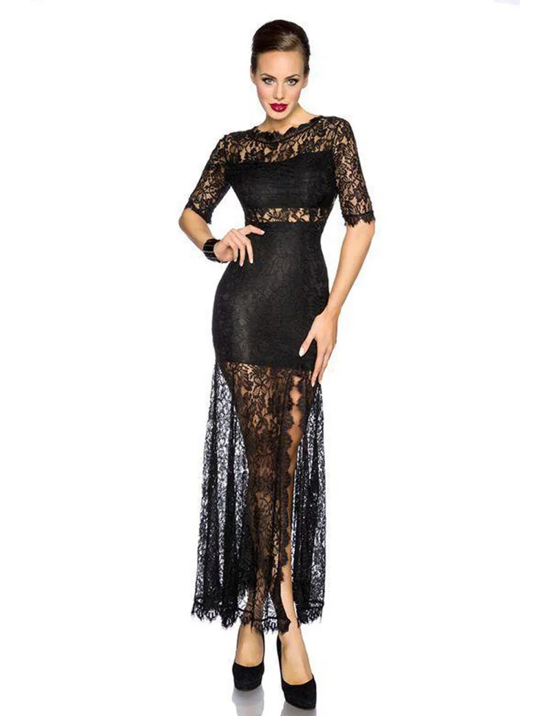 Enchanting Lace Hem Split Dress Women Evening Party Long Dress Black Backless Robe Half Sleeves Vestido Size M L XL
Enchanting Lace Hem Split Dress Women Evening Party Long Dress Black Backless Robe Half Sleeves Vestido Size M L XL