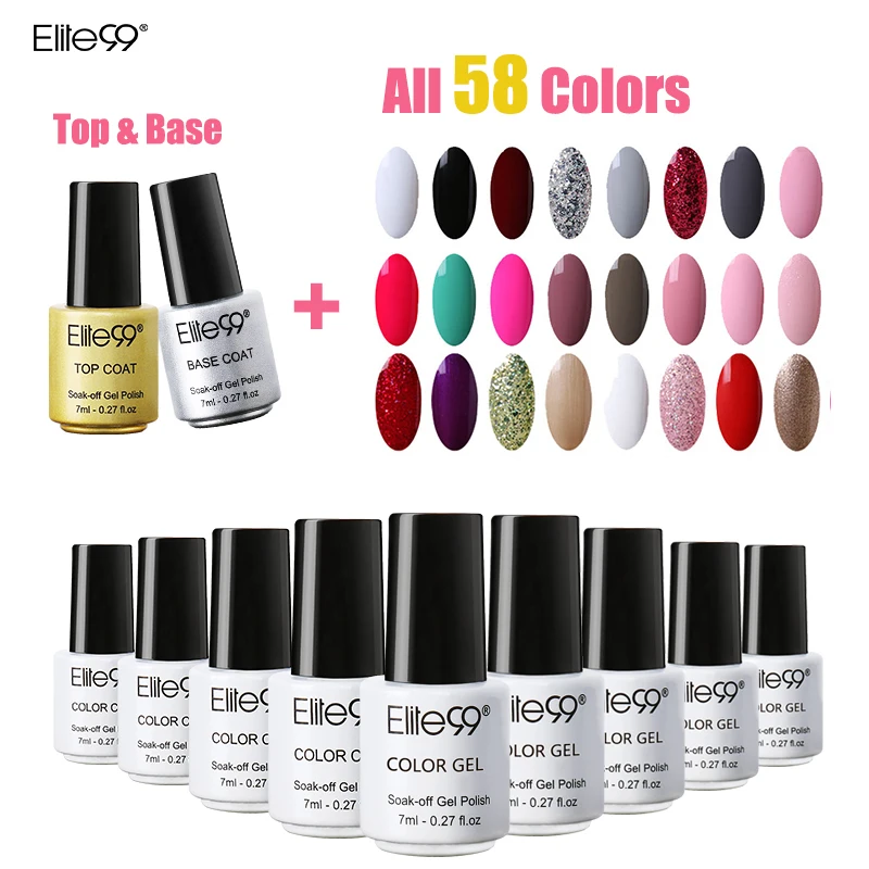 Elite99 7ml Gel Nail Polish Top Base Coat Soak Off Nail Gelpolish Long Lasting UV Gel Varnishes All 58 Gorgeous Colors Wholesale
Elite99 7ml Gel Nail Polish Top Base Coat Soak Off Nail Gelpolish Long Lasting UV Gel Varnishes All 58 Gorgeous Colors Wholesale