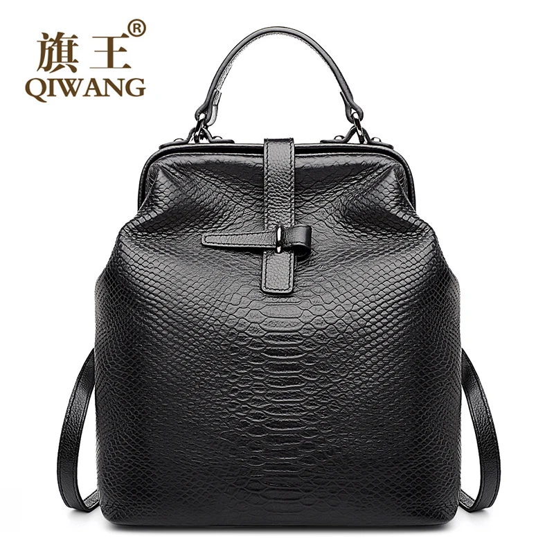 Qiwang Doctor сумка открытый стильный рюкзак змеиная Корова из натуральной кожи