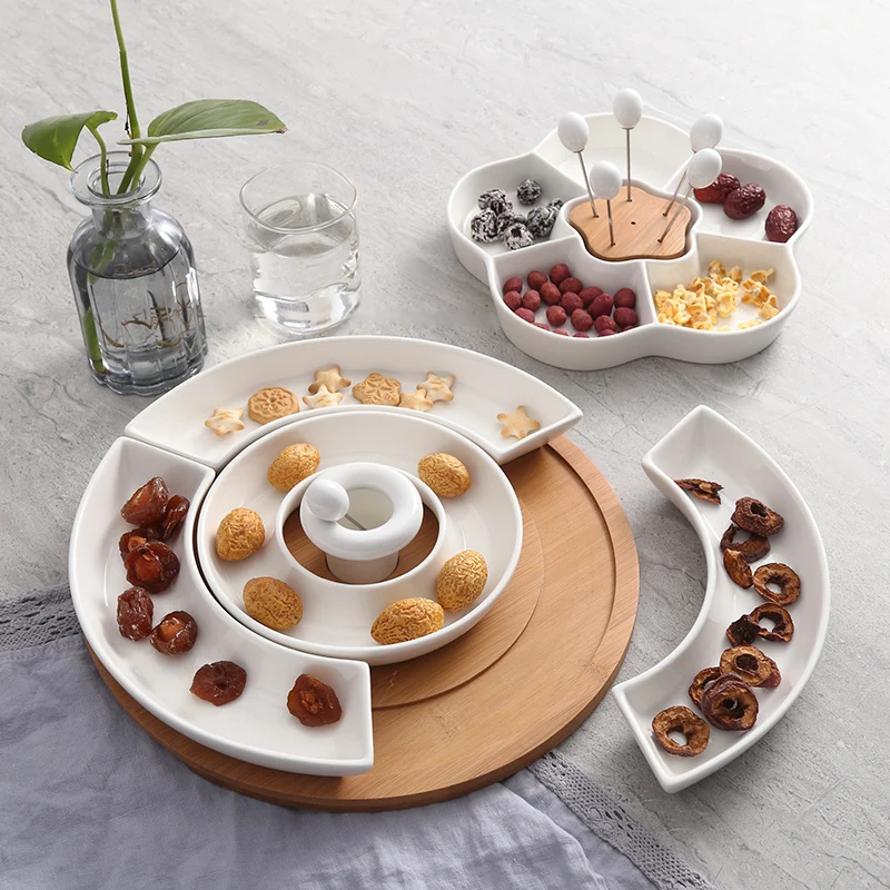 Hotel restaurant five grid ceramic dish solid color platter snack platter partition plate creative wooden plate WF530248
Hotel restaurant five grid ceramic dish solid color platter snack platter partition plate creative wooden plate WF530248