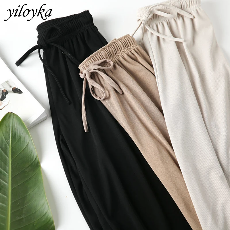 2019 New Drawstring Loose Autumn Wide Leg Pants Women Soft Pantalon Femme Pants Breathable Summer Ice silk Trousers Casual Pants
2019 New Drawstring Loose Autumn Wide Leg Pants Women Soft Pantalon Femme Pants Breathable Summer Ice silk Trousers Casual Pants