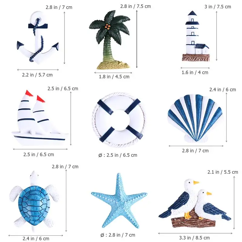 10Pcs Nautical Beach Boat Ship Turtle Sea Star Shell Hanging Anchor Wall Decor
