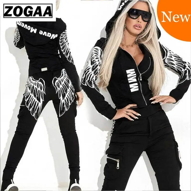 ZOGAA 2019 Tracksuit Wing Printed Two Piece Suit Women Set Basic Jacket Top Pencil Pant Suit Set Hooded 2pcs Sportswear Female
ZOGAA 2019 Tracksuit Wing Printed Two Piece Suit Women Set Basic Jacket Top Pencil Pant Suit Set Hooded 2pcs Sportswear Female