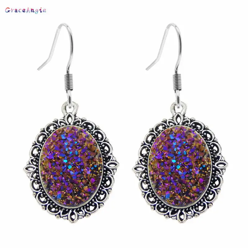 GraceAngie Resin Antique Silver Faux Druzy Earrings Necklace Zinc Alloy Purple Fashion Eardrop Women Jewelry Sets Gifts
GraceAngie Resin Antique Silver Faux Druzy Earrings Necklace Zinc Alloy Purple Fashion Eardrop Women Jewelry Sets Gifts