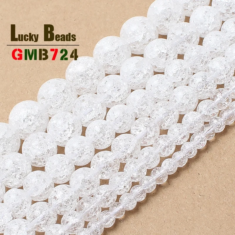 

wholesale 4mm 6mm 8mm 10mm 12mm Natural White Cracked Crystal Round Beads 15.5inch/strand Pick Size Free Shipping-F00092