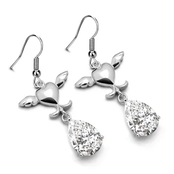 Fashion solid 925 sterling silver long earrings. Dazzling zircon angel heart-shaped earrings for woman. lady silver jewelry gift
Fashion solid 925 sterling silver long earrings. Dazzling zircon angel heart-shaped earrings for woman. lady silver jewelry gift