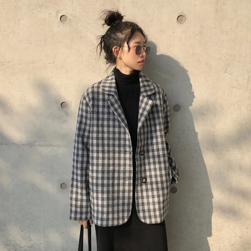 Korean Vintage OL Suit Fashion Plaid Single Breasted Jacket Autumn Thin Outwear Pretty Coat 2019 Japan Women Long Sleeve Top New
Korean Vintage OL Suit Fashion Plaid Single Breasted Jacket Autumn Thin Outwear Pretty Coat 2019 Japan Women Long Sleeve Top New