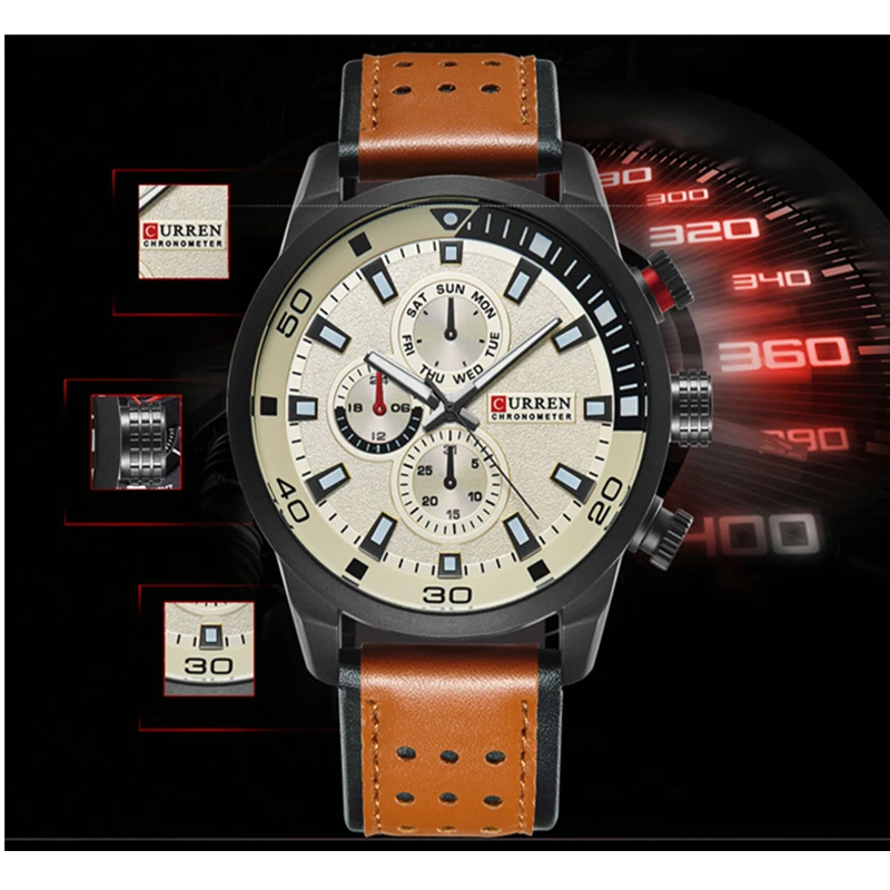 

Mens Watches CURREN Watch Men Military Quartz Watch Top Brand Luxury Leather Sports Wristwatch Date Clock relogio masculino 8250