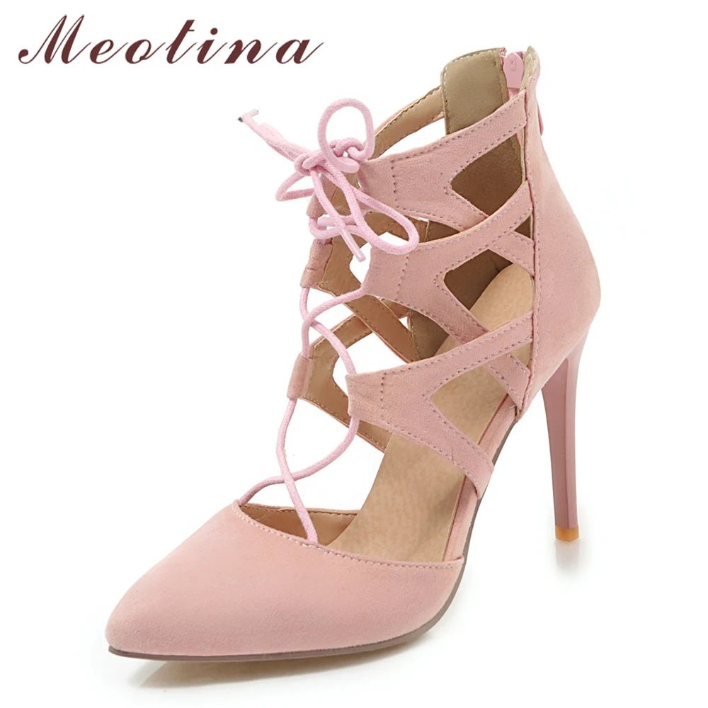 Meotina High Heels Women Gladiator Shoes Zipper Thin High Heels Party Shoes Sexy Cross-tied Pointed Toe Pumps Lady Big Size 3 45
Meotina High Heels Women Gladiator Shoes Zipper Thin High Heels Party Shoes Sexy Cross-tied Pointed Toe Pumps Lady Big Size 3 45