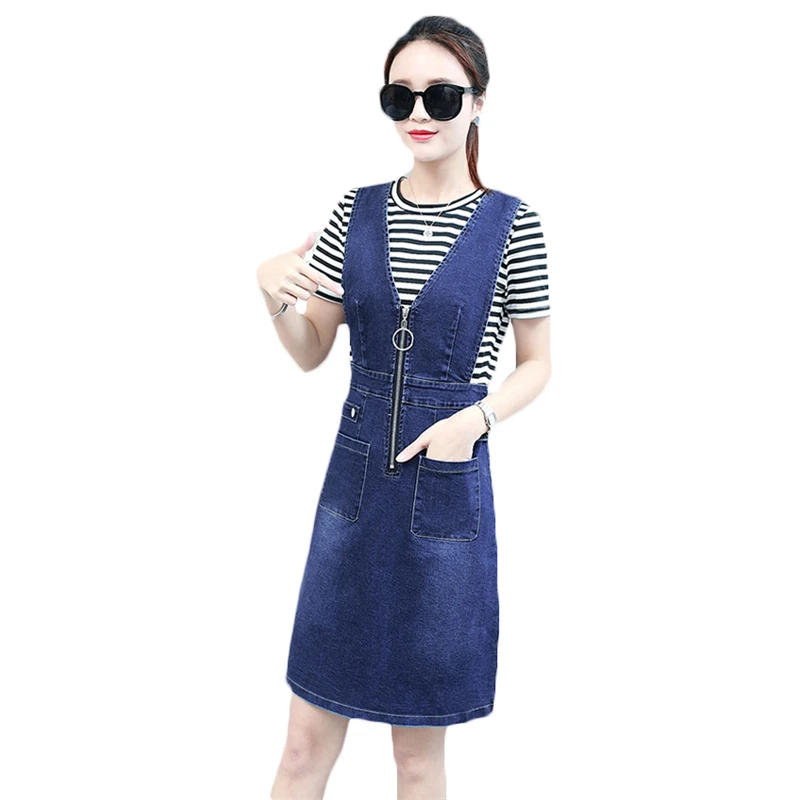New Fashion 2018 Summer Cowboy Dress+Short Sleeve T Shirts Two Piece Set Women Casual Large Size Belt Denim Dress Suit Girls Q40
New Fashion 2018 Summer Cowboy Dress+Short Sleeve T Shirts Two Piece Set Women Casual Large Size Belt Denim Dress Suit Girls Q40
