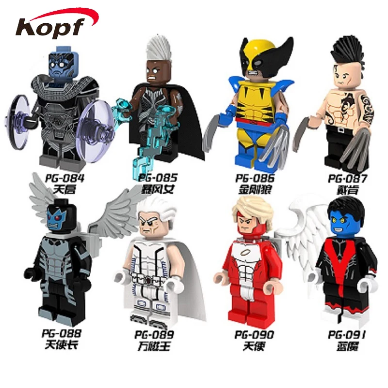 PG8019 Super Heroes X-Man Daken Magneto Angel Wolverine Nightcrawler Apocalypse Archangle Storm Building Blocks Children Toys
PG8019 Super Heroes X-Man Daken Magneto Angel Wolverine Nightcrawler Apocalypse Archangle Storm Building Blocks Children Toys
