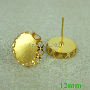 Blank Earrings Base 12mm Round Hollow Lace Bezel Tray Cabochon Brass Stud Earrings Post Settings Findings Golden tone Wholesale
Blank Earrings Base 12mm Round Hollow Lace Bezel Tray Cabochon Brass Stud Earrings Post Settings Findings Golden tone Wholesale