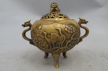 Tibet Bronze dog lion dragon Red-crowned crane Buddhism Incense Burner Censer 
Tibet Bronze dog lion dragon Red-crowned crane Buddhism Incense Burner Censer