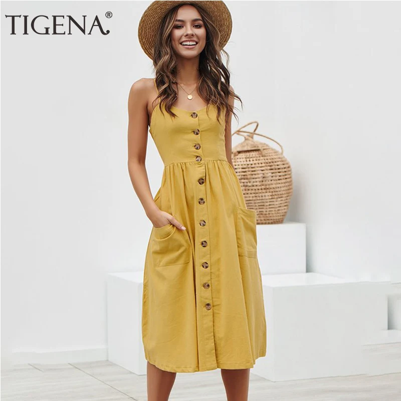 TIGENA Holiday Beach Summer Dress Women Sundress 2019 Button Pocket Sexy Strap Backless Cold Shoulder Midi Long Dress Lady Sun
TIGENA Holiday Beach Summer Dress Women Sundress 2019 Button Pocket Sexy Strap Backless Cold Shoulder Midi Long Dress Lady Sun