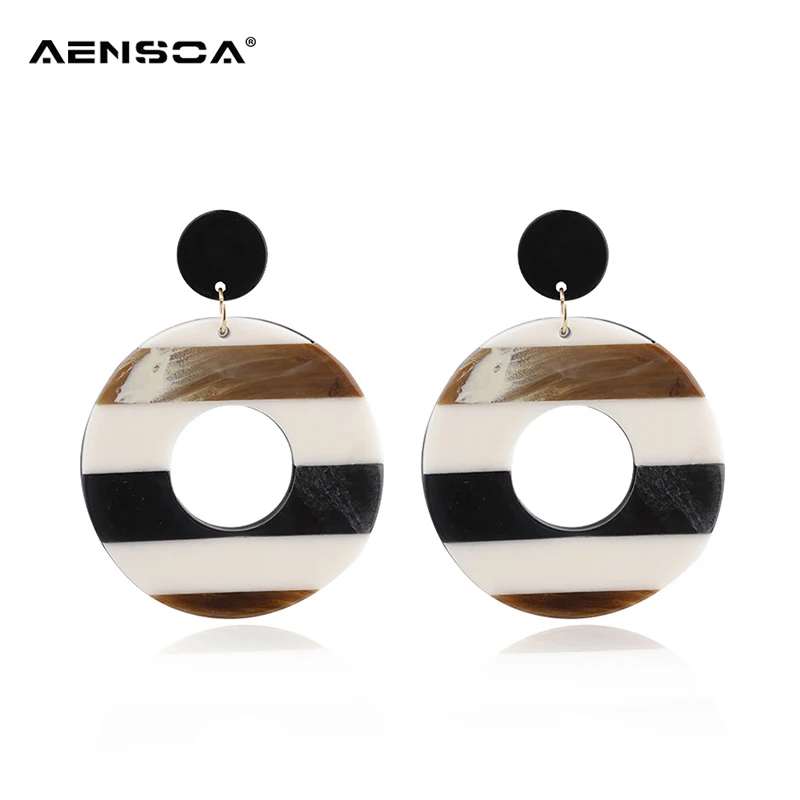AENSOA 3 Colors Fashion Acrylic Acetic Drop Earrings Trendy Atmosphere Exaggerated Edition Stripe Round Resin Dangle Earrings
AENSOA 3 Colors Fashion Acrylic Acetic Drop Earrings Trendy Atmosphere Exaggerated Edition Stripe Round Resin Dangle Earrings