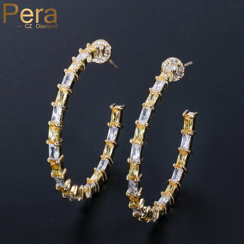 Pera Trendy Yellow Gold Color Jewelry Big Baguette Square Shape Cubic Zirconia Round Circle Polished Hoop Earring for women E128
Pera Trendy Yellow Gold Color Jewelry Big Baguette Square Shape Cubic Zirconia Round Circle Polished Hoop Earring for women E128