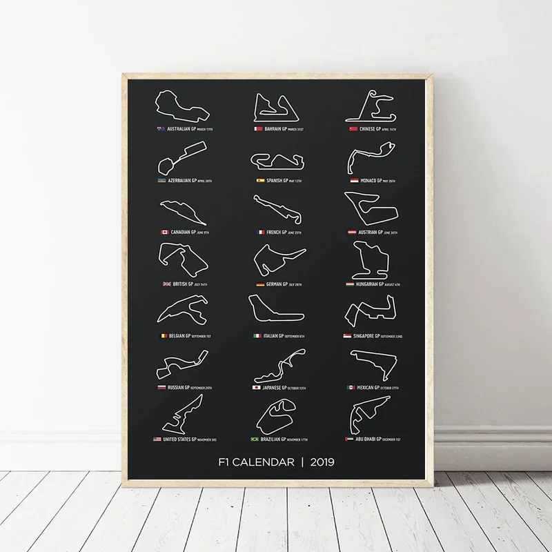 Formula 1 Calendar 2019 Posters and Prints Wall Art Canvas Painting Pictures for Living Room Home Decor
Formula 1 Calendar 2019 Posters and Prints Wall Art Canvas Painting Pictures for Living Room Home Decor