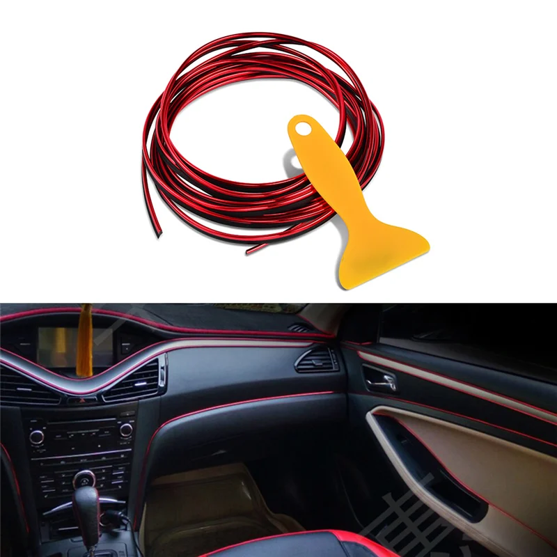 Universal Car Styling 5M Car Interior Decoration Modanatura Strips Line Door Cruscotto Steering-wheel Striscia di tenuta flessibile