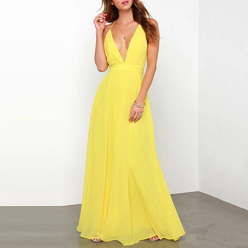 Boho Summer Dresses Spaghetti Strip Sleeveless Sexy Deep V-neck Backless Criss-Cross Women Floor-Length Solid Empire Dress
Boho Summer Dresses Spaghetti Strip Sleeveless Sexy Deep V-neck Backless Criss-Cross Women Floor-Length Solid Empire Dress
