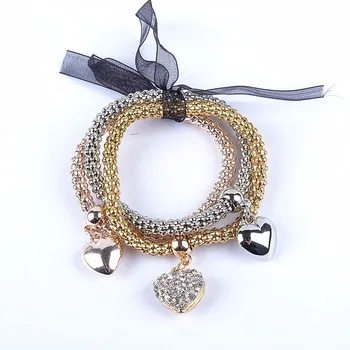 Wholesale New 3 in 1 gold silver love heart charm bracelet vintage rhinestone bracelet lace ribbon bracelet women jewelry gift
Wholesale New 3 in 1 gold silver love heart charm bracelet vintage rhinestone bracelet lace ribbon bracelet women jewelry gift