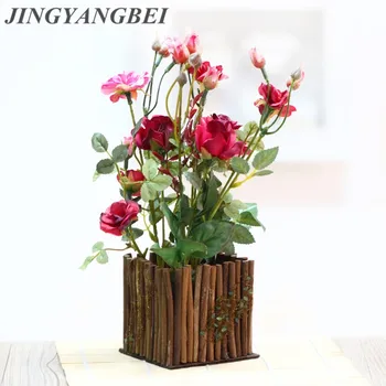 Wooden fence bonsai Artificial rose flowers with vase set potted fake Flower desktop plants home decoration
Wooden fence bonsai Artificial rose flowers with vase set potted fake Flower desktop plants home decoration