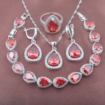 2020 New Red Garnet Water Drop Design Silver Color Jewelry Set For Women Bracelet Necklace Pendant Earrings Ring YZ0568
2020 New Red Garnet Water Drop Design Silver Color Jewelry Set For Women Bracelet Necklace Pendant Earrings Ring YZ0568