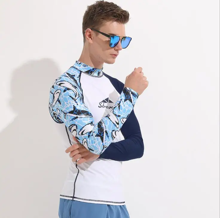 Printed Men's UPF 50+ Long Sleeve Rashguard Swim Shirt Professional Beach Wear Blue White 3XL Free Shipping
Printed Men's UPF 50+ Long Sleeve Rashguard Swim Shirt Professional Beach Wear Blue White 3XL Free Shipping